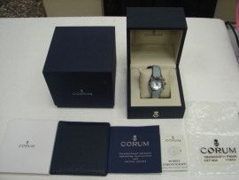 流當品拍賣 原裝 真品CORUM 崑崙 泡泡錶 三眼計時 石英 女錶 附盒單