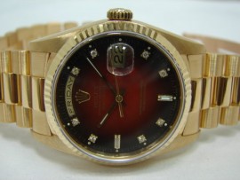 流當品拍賣  原裝 勞力士 18238 豹紅十鑽面板 18K 男錶